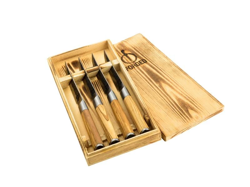 Forged Steakmesser-Set Olive 4-teilig, Olivenholz 1 Forged Steakmesser-Set Olive 4-teilig, Olivenholz