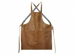 Dutchdeluxes Grillschürze mit Hosenträger, Leder, Cognac