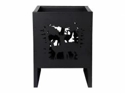 Esschert Design Feuerkorb Quadratisch mit Hirsch, Schwarz