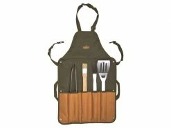 Esschert Design Grillschürze mit Grillbesteck, Dunkelorange